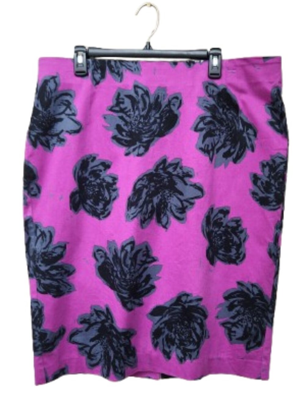 Lane Bryant Plus Purple Straight Skirt Bold Floral Print Cotton Blend
